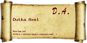 Dutka Axel névjegykártya
